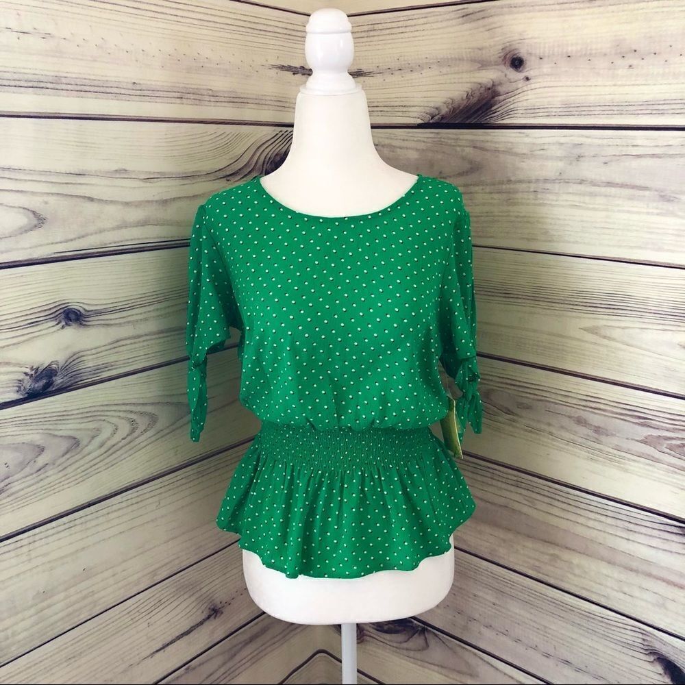 Green Polka Dot Blouse Small
